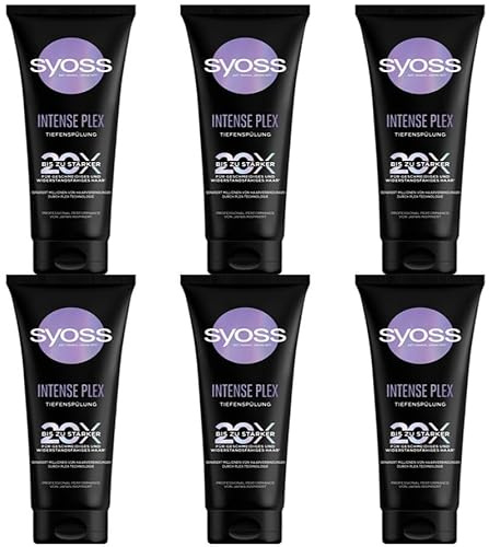 6 x SYOSS Intense Plex djupbalsam upp till 20 x starkare för slätt hår, 250 ml (6-pack)