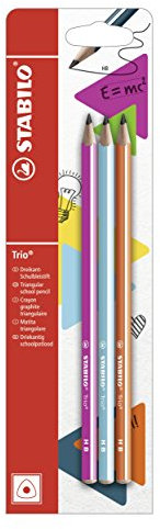 STABILO - Dreikant-Schulbleistift - Trio Bleistift in pink, blau & orange - 3er Pack - Härtegrad HB