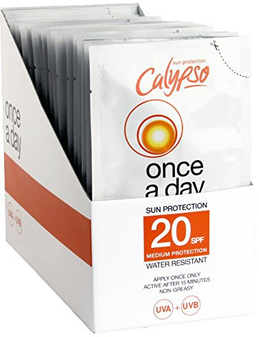Calypso Once A Day Sun Protection Gel Sachets SPF 20 - Box of 24 × 40ml ǀ Travel Friendly | 8 hours Sunscreen, UVA and UVB Protection, Water Resistant, Non-Greasy