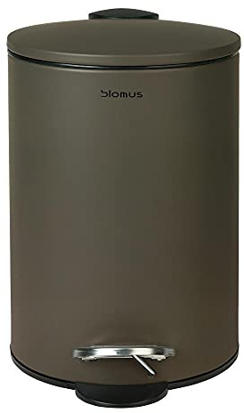 Blomus Tubo Pedal Bin Made of Powder-Coated Steel, Tarmac, 3 L Capacity, Smart Close System, Removable Bucket, Exclusive Bathroom Accessory (H x W x D: 24.5 x 17 x 17 cm, Tarmac, 69159)