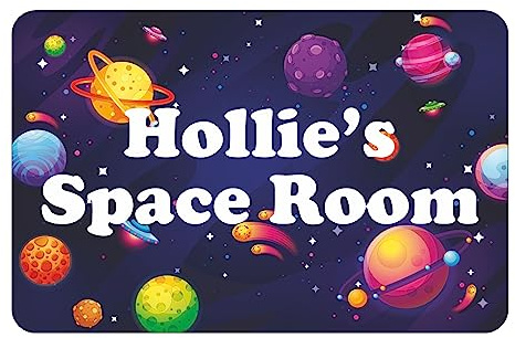 Space design with planets Kids Bedroom Door Sign Personalised For You - Any Name! Door Plaque,Girls/Boys,Nursery,Decor,Kids Room,Space