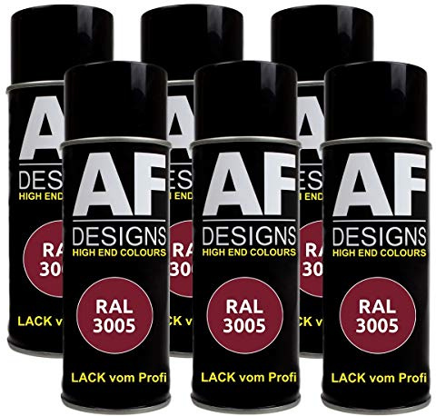Alex Flittner Designs Spraydose RAL3005 WEINROT glänzend, glänzend | 6er Pack RAL Spraydosen a 400 ml pro Dose