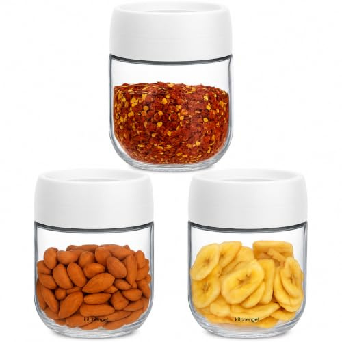 KitchenGet kleine Vorratsgläser 350 ml 3er Set luftdicht stapelbar | Dickwandiges Glas · Mit Schraubdeckel · Spülmaschinenfest · Für Meal Prep & Trockenwaren · Weniger Lebensmittelverschwendung