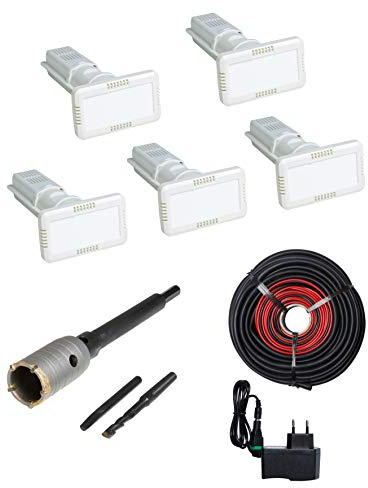 TRAITEMENT MUR HUMIDE: Traiter 4m de murs - Pack de 5 Assécheurs + accessoires - Pose en intérieur - L'ASSECHEUR