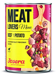 Josera Meat Lovers Menu Beef with Potato | Nassfutter für Hunde | hoher Fleischanteil | getreidefrei | mit Rind und Kartoffeln | Alleinfuttermittel | 6 x 400 g