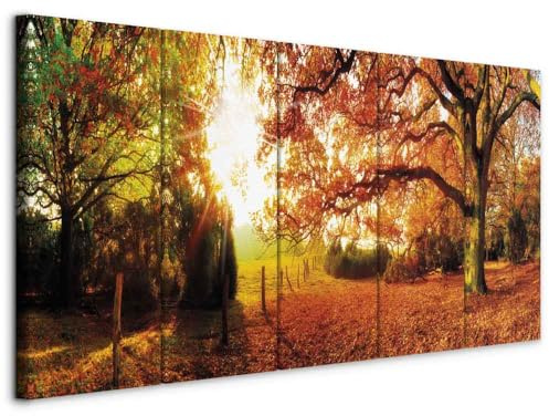 B&D XXL - Akustikbild Waldlandschaft Natur Baum, Schallschutz, Wohnzimmer | Verbessert Raumakustik, reduziert Hall, ideal fürs Büro oder Wohnzimmer, hochwertige Verarbeitung, schnelle Montage, stilvoll