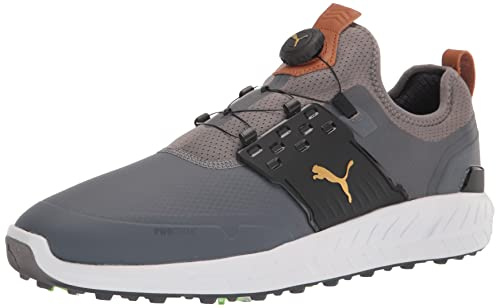 Puma Homme Ignite Articulate Disc Chaussure de Golf, Quiet Shade Team Gold Black, 44 EU