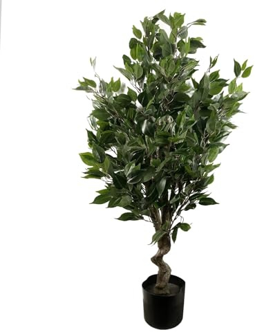 Leaf Artificial Tree/Plant, Mixed Materials, Green Ficus Twist, 110cm