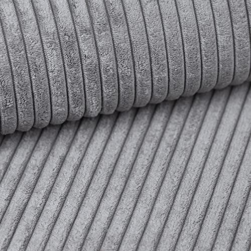 Fabreco - CORDSTOFF Polsterstoff Meterware - Stoff Meterware (100cm x 142cm) | 380 g/m2 | POSTON Dekostoff Breitcord - Polsterstoff Möbelstoff - Möbelstoffe: Cord Stoff für Sofa & Stühle (Hellgrau)