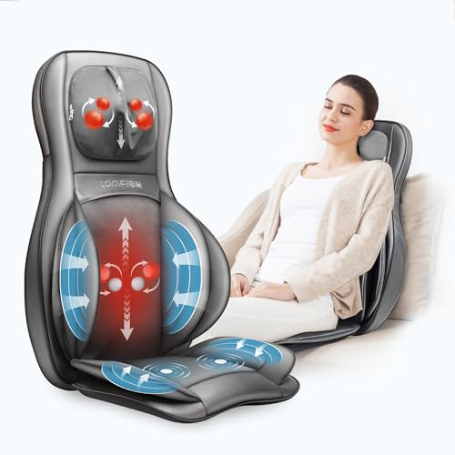 Comfier Neck and Back Massager with Heat - Massage Chair with Compress & Rolling,Kneading Shiatsu Back Massager for Full Back,Neck, Massage Chair Pad for Home Office use, Birthday Gifts for Women Men