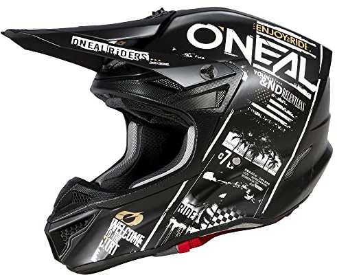 O'NEAL | Casco Motocross | MX Enduro | 2 gusci esterni & 2 EPS per una maggiore sicurezza, guscio in ABS, ECE 22.06 | 5SRS Polyacrylite Helmet ATTACK V.23 | Adulto | Nero Bianco | S (55/56 cm)