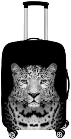 Benutzerdefinierte Gepäckabdeckung - Schwarz Weiße Tiere Lion Tiger Reisekoffer Schützender 3D-Druck Trolley Fall Diy Logo Fall Reisezubehör Elastisches Gepäck Staubschutzhülle, Schwarz Reali