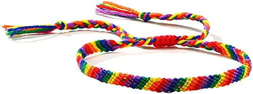 chichengnian LGBT Gay Pride Rainbow Bracelet Braided Handmade For Women Men Unisex Jewelry Rainbow Colorful Braid Cord Friendship Bracelets For Girls Gift DIY Handmade Adjustable Rope Bracelets