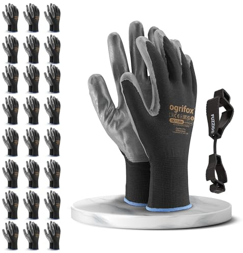 FUZZIO 24 Paar Ogrifox Nitril besichtet Arbeitshandschuhe Handschuh-Klammer