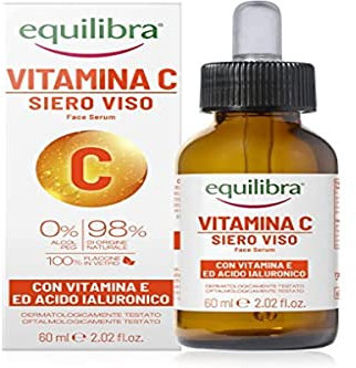 equilibra Viso, Siero Viso Vitamina C con Vitamina E, Acido Ialuronico e Aloe Vera, dona Luminosità e Freschezza, Adatto per Pelli Sensibili, Non Unge, Assorbimento Rapido, 60 ml