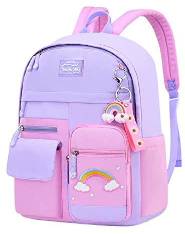 Amythe Zainetto Bambina, Zaino Elementari Bambina Zainetto Asilo Bambino in Nylon Leggero e Impermeabile, 30 x 12 x 41 cm, Zaino Scuola Elementare per Bambini dai 6 ai 10 anni