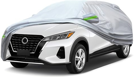 QUYDDC Full Car Cover Universal 6 Layers Outdoor Thicked All Weather Cover, Sunshield, Waterproof, Snow Proof, UV Proof, Scratch Proof, Bird Droppings, 6 Reflective Strips, Fits SUVs up to 180