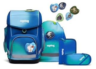 ergobag cubo Set ergonomischer Schulrucksack Klassisch 6-teilig 1. Klasse Grundschule, Dschungelfiebär - Schwarz, Einheitsgröße