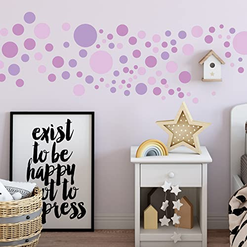 Wandpunkte Kreise Baby Punkt Punkte Lila für Kinderzimmer | 130 Stück - Mix, Lila; Streudeko als selbstklebende Vinylfolie für Wand, Tür, Möbel und Wickelplatz