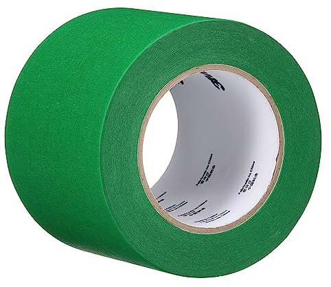3M UV Resistant Green Masking Tape, Holding Power for Indoor and Outdoor Use, Painting Taping with Crisp Lines and No Residue Clean Removal, 96 mm x 55 m, 1 Roll