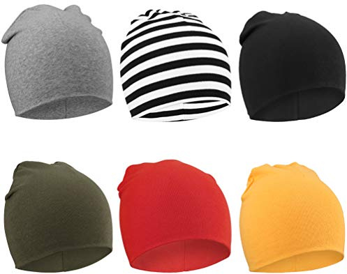 DRESHOW 6 Stücke Unisex Mütze Hut Junge Mütze Frühling Mützchen Kleinkind Wendemütze Jersey Slouch Beanie Bekleidung Unisex Infant Hut Kindergarten Mütze