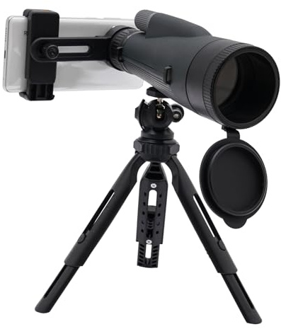 12-36x60mm Spektiv, Wasserdichtes Spektiv Vogelbeobachtung mit Stativ, Tragetasche und Smartphone-Adapter, BAK4 Prisma Teleskop für Zielschießen Vogelbeobachtung Jagd Wildlife Landschaft (Dunkelgrün)
