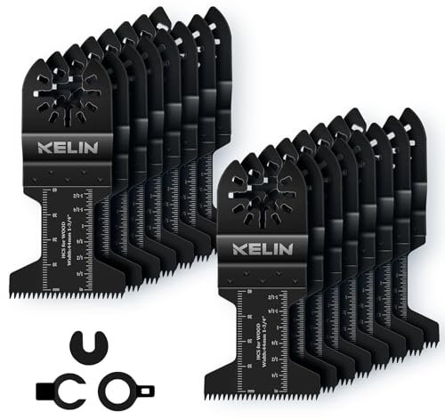 KELIN 16 tlg Multitool Sägeblätter mit Japanischer Zahnung Oszillierendes Zubehör Set, Sauberer Schnitt für Holz, Kunststoff, Multifunktionswerkzeug Zubehör für Bosch, Fein, Makita, Milwaukee, Dremel