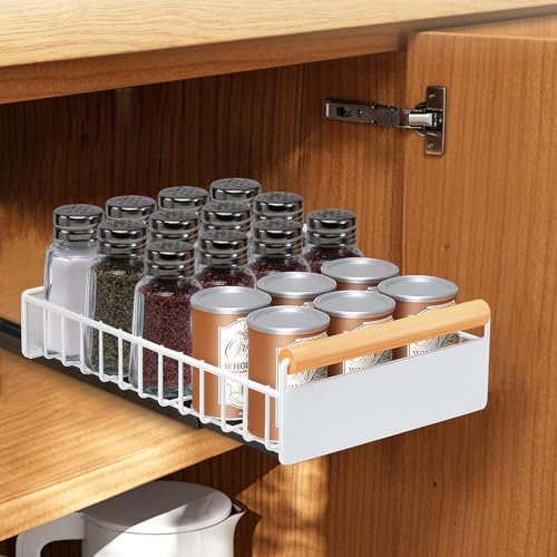 Yunkctuk Teleskopschublade, Ausziehbare Schublade Küche Organizer Schrank, Schrankauszug Küche aus Kohlenstoffstahl, Schrank Schubladen Ausziehbar, Küchenschrank Organizer Ausziehbar(Klein)