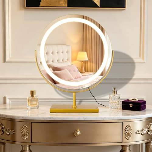 MantoLite mit Beleuchtung Kosmetikspiegel LED Schminkspiegel 40cm Gold