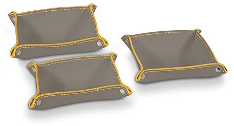LIMAC Design FEDERICA Aufbewahrungs-Set aus Leder, Taschenleerer für Büro, Haus und Hotellerie, Mehrzweck-Organizer von Limac Design®, Taupe und Gelb