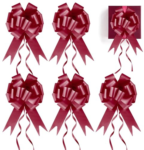 Prmape 30 st presentrosett djupröd, rosett bröllopspresent, bil öglor för bröllop, dragband polyband dekorativ rosett för bröllop födelsedagar presentförpackning, bil dekorativa påsar sockerpåsar