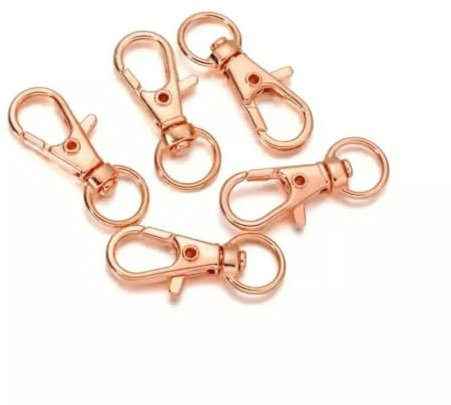 10 Stück drehbare Karabinerhaken, Schlüsselanhänger, geteilter Schlüsselring, Verbinder für Taschen, Gürtel, Hundeketten, DIY-Schmuckherstellung, Taschenzubehör, 10 Stück, Roségold
