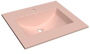 25/31/37 Solid Surface Polyurethane Resin Streamline Vanity Top with Sink-Durable, Consistent Pink Color, Easy-to-Clean, Built-in Overflow, Single-Hole Faucet Mount (25Wx22D)