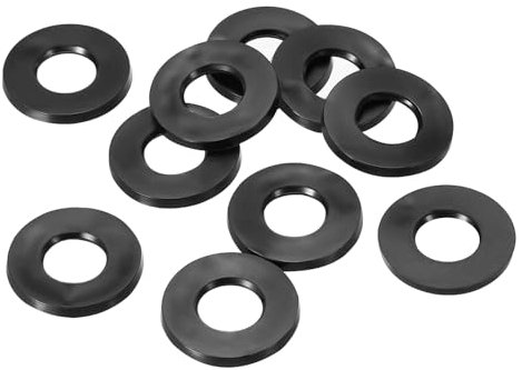 PATIKIL M6 Rubber Flat Washer, 10 Pack 6mm ID 16mm OD 1.5mm Thick Sealing Spacer Gasket Ring for Faucet Pipe Water Hose Fastener Bolt, Black