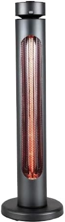 1500W Infrared Patio Heater with 8 Power Settings, IP65 Waterproof Electric Outdoor Heater with Remote Control, Fast Heating Halogen Standing Heater with Tip-Over & Overheat Protection