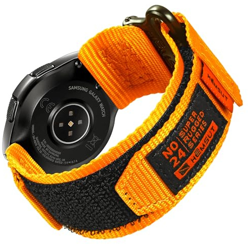HEMSUT Bred nylonkrok och ögla klockarmband med metallspänne, snabbfrigörande 20 mm/22 mm för utomhussport smartklockor, 22mm / Middle 7.2-9.2, Nylon, Ingen ädelsten