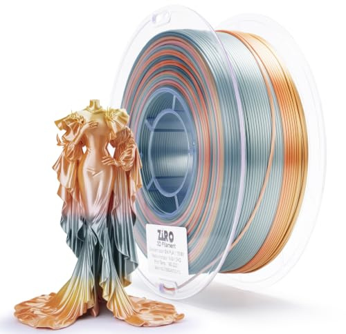 ZIRO Seide Multicolor 3D Drucker Filament, Regenbogen PLA Filament 1.75mm | 1KG Schnelle Farbveränderung Silk PLA, Passend für Die Meisten 3D Drucker, Maßgenauigkeit +/-0.03mm, Sanfter Horizont