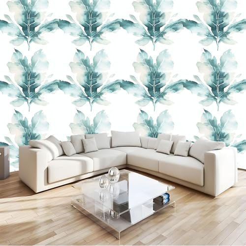 Papier Peint Panoramique Motif de feuilles de bananier à l'aquarelle Poster Geant Mural 200x140 cm, pour Salon Chambre Chambre D'enfants Restaurant Décoration Murale