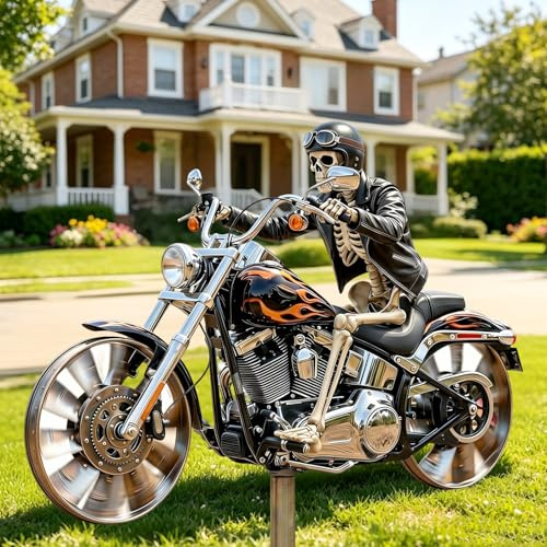 Dandin Skelett Motorrad Windspiel, Motorrad Windrad Garten Decoration