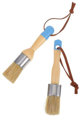 DIYEAH 2pcs Fine Paint Brush Set Round Wall Paint Brushes Soft Bristles for DIY Crafts Chalk Painting Supplies