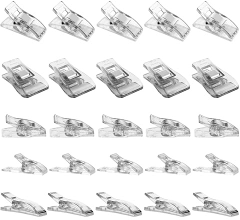 25 Pcs Sewing Clips For Fabric, 5 Sizes Multi Purpose Fabric Clips Sewing Accessories Kit Plastic Mini Quilting Clips Small Blind Clamps for Diy Crafting, Crocheting, Knitting, Embroidery & Patchwork