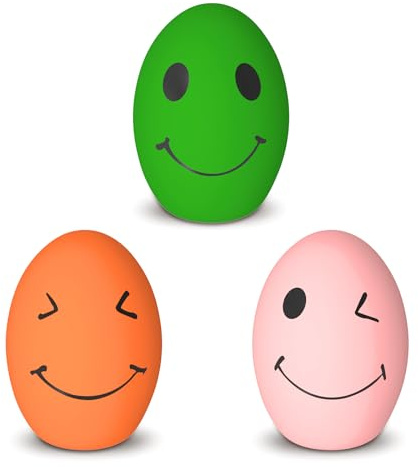 KrauzPet hundleksaker, pipiga latexgummi studsbollar, pipiga ägg hundleksaker bollar, 3-pack interaktiva pipande hundleksaksset för medelstora stora raser hundar (3-pack-B, stor)