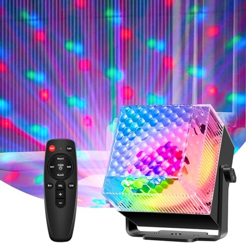 AVEKI Lumières disco DJ avec activation sonore et télécommande, lumières stroboscopiques RVB à changement de couleur pour karaoké, bar, fête d'anniversaire, club, spectacle, Halloween, Noël (noir)