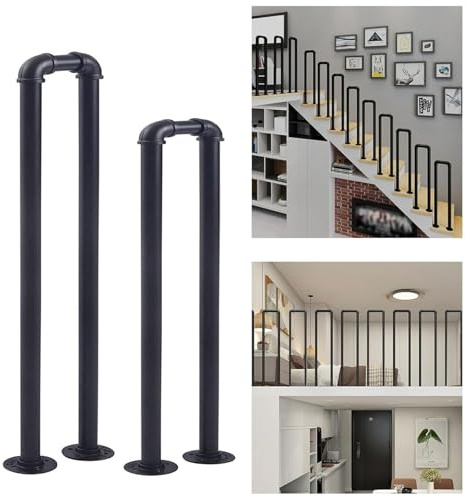 Rampa di sicurezza industriale a forma di U in ferro battuto, antiscivolo, per scale esterne, corridoi, ville e hotel (1 pezzo, 85 cm), migliora stabilità e sicurezza