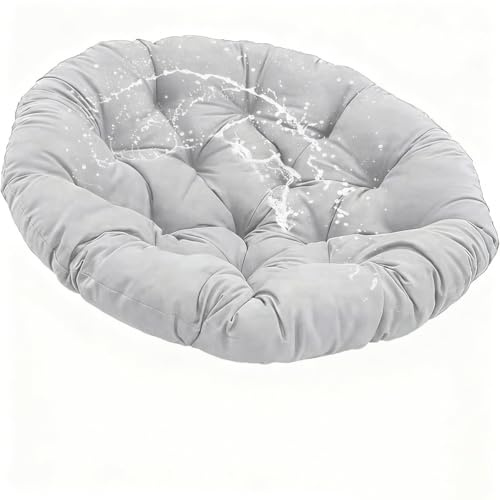 Genérico Silla de Hamaca con CojíN, CojíN para Silla Papasan, CojíN para Silla de JardíN con Forma de Huevo,Impermeable, para Interiores Exteriores Asientos, Columpios, SofáS,Light Gray,120x120cm