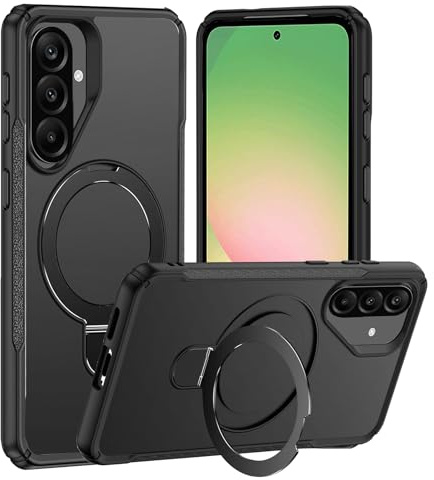Hülle für Samsung Galaxy A56 mit Unsichtbarem Ständer 360 Grad Drehbar Militärschutz Stoßfest Kratzfeste Schutzhülle für Samsung Galaxy A56 Handy mit Magnetischer und Kamera Schutz (Schwarz)