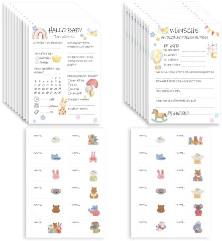 22 Babyshower Spielkarten Beidseitig Bedruckt Gender Reveal Ratespiel | Viel Schreibfläche Für Werdende Eltern Gäste Babyalbum Erinnerungsbox Persönliche Wünsche Und Partyunterhaltung