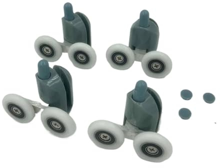 Puleggie di fissaggio per porte doccia, Rulli for porte scorrevoli della doccia, confezione da 4 o 8 pezzi con cuscinetto di diametro 19-27 mm(4pcs Lower,23.0mm)