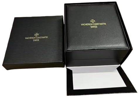 ROUREOX Scatola Orologi Nera Custodia Quadrata Compatta Esterno Testurizzato Interno Crema Organizer per Vacheron Constantin Overseas