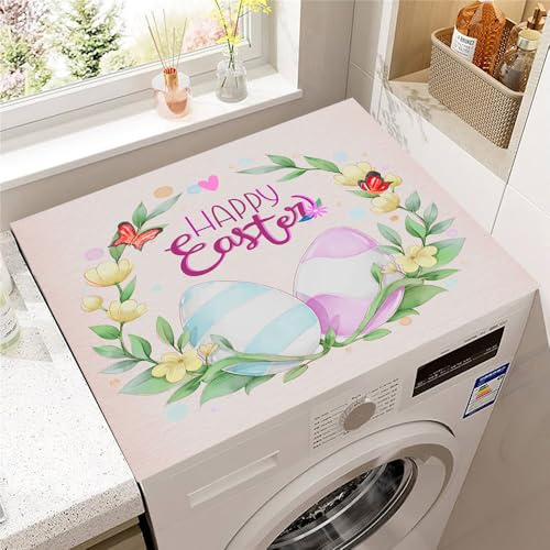 Hearda Housse Machine a Laver Pâques 3D,Dessus Tapis Lave Linge Antidérapant,Housse de Protection pour Machine à Laver Top,Tapis de Protection pour Dessus Sèche-Linge (Joyeuses Pâques,30x40cm)
